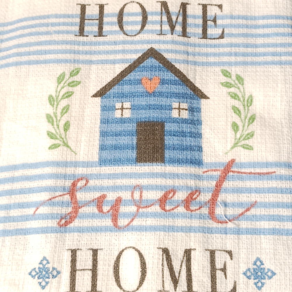 New 2 Piece Set Kitchen Hand Dish Tea Towels House Home Sweet Home Country Decor